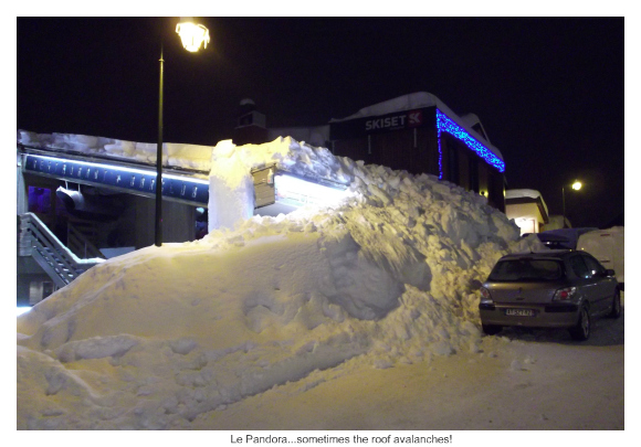 Avalanche from Le Pandora roof Le Pandora, Val Thorens restaurant and bar