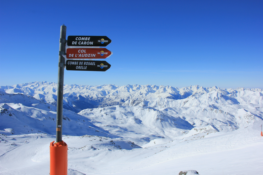 Signpost on Cime de Caron, Val Thorens Signpost on Cime de Caron, Val Thorens