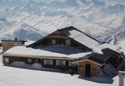 Val Thorens mountain restaurants - Freeride Cafe, at the top of the Cime de Caron, in the Caron sector of the Val Thorens ski area.