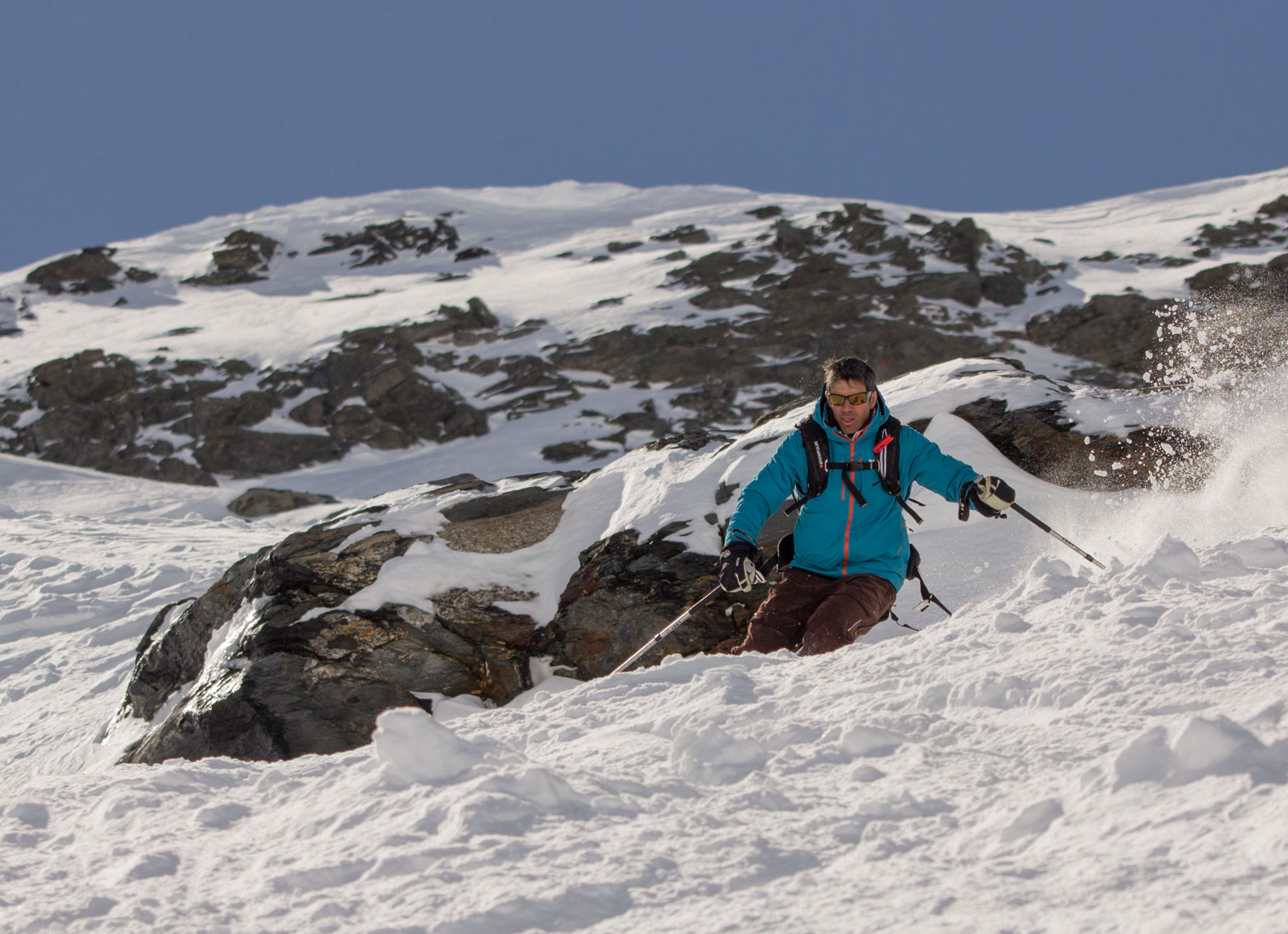 Off piste skier, Val Thorens, 6th April 2018