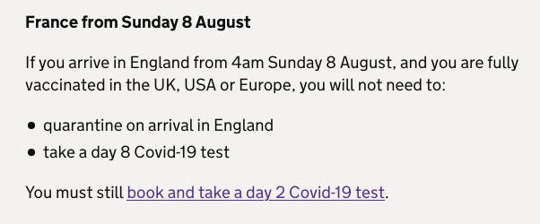 Covid rules from 8th August 2021