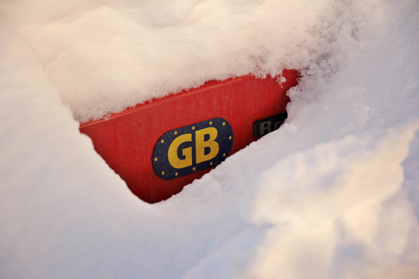 GB sticker on a car in Val Thorens