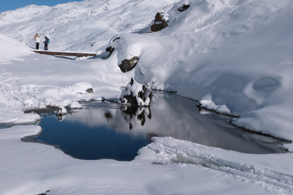 Wooden bridge and Lac du Lou