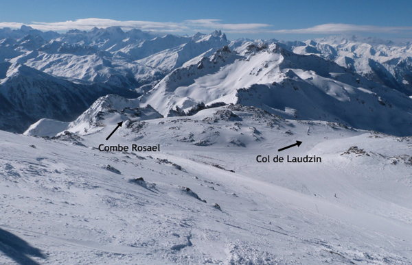 Routes into Lac du Lou from Cime de Caron