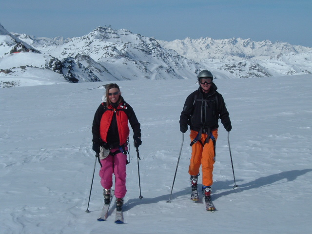Off piste itinerary, Val Thorens to Pralognan, skinning up on touring skis
