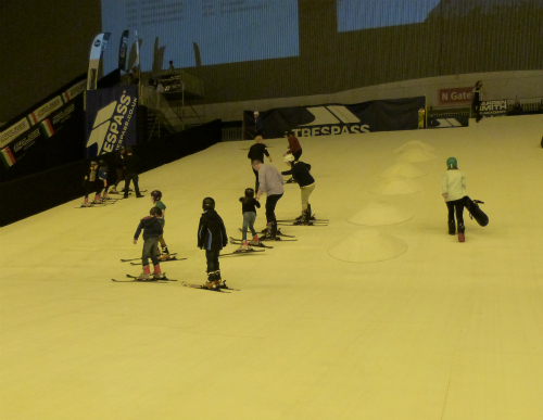Dry slope at the ski show London Ski and Snowboard show, dry slope