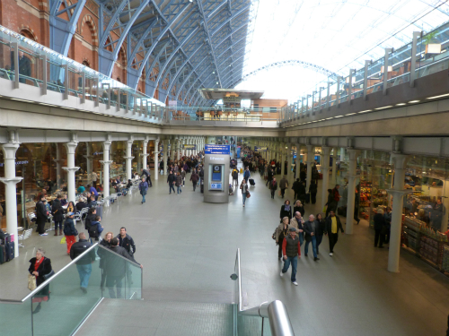 Shopping at St Pancras St Pancras station, view of the shopping centre