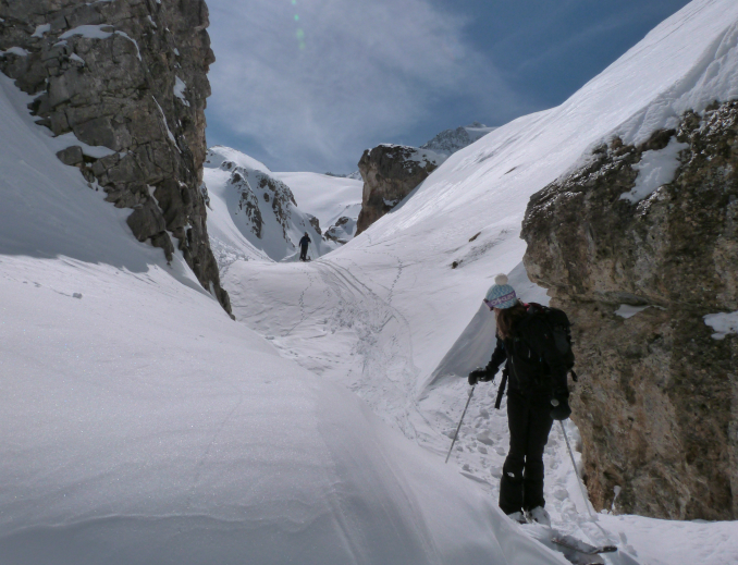 Streambed route Val Thorens to Pralognan off piste - streambed