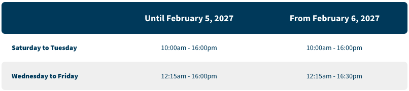 Toboggan day times 2026/27 Toboggan day times 2026/27