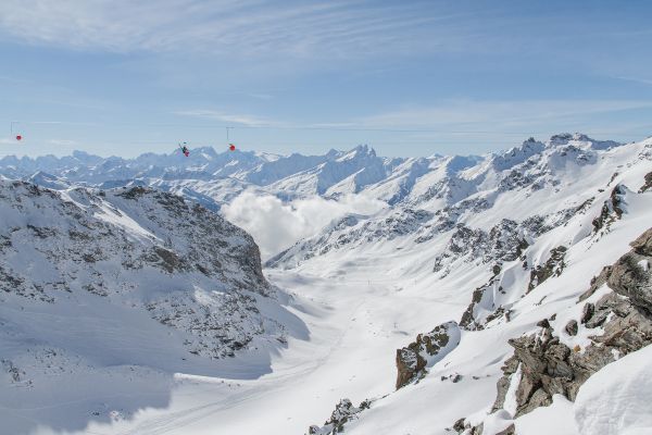 View of Orelle View from top of Funitel de Thorens toward Orelle
