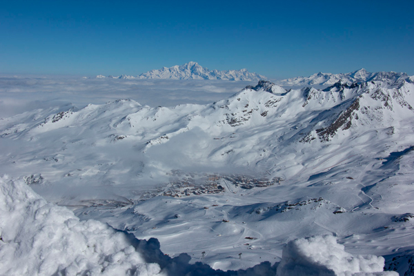 Val Thorens & Mont Blanc from Cime de Caron